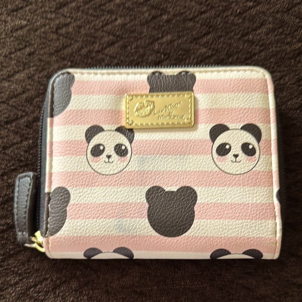 Betsy Johnson Pink and White Striped Panda Wallet